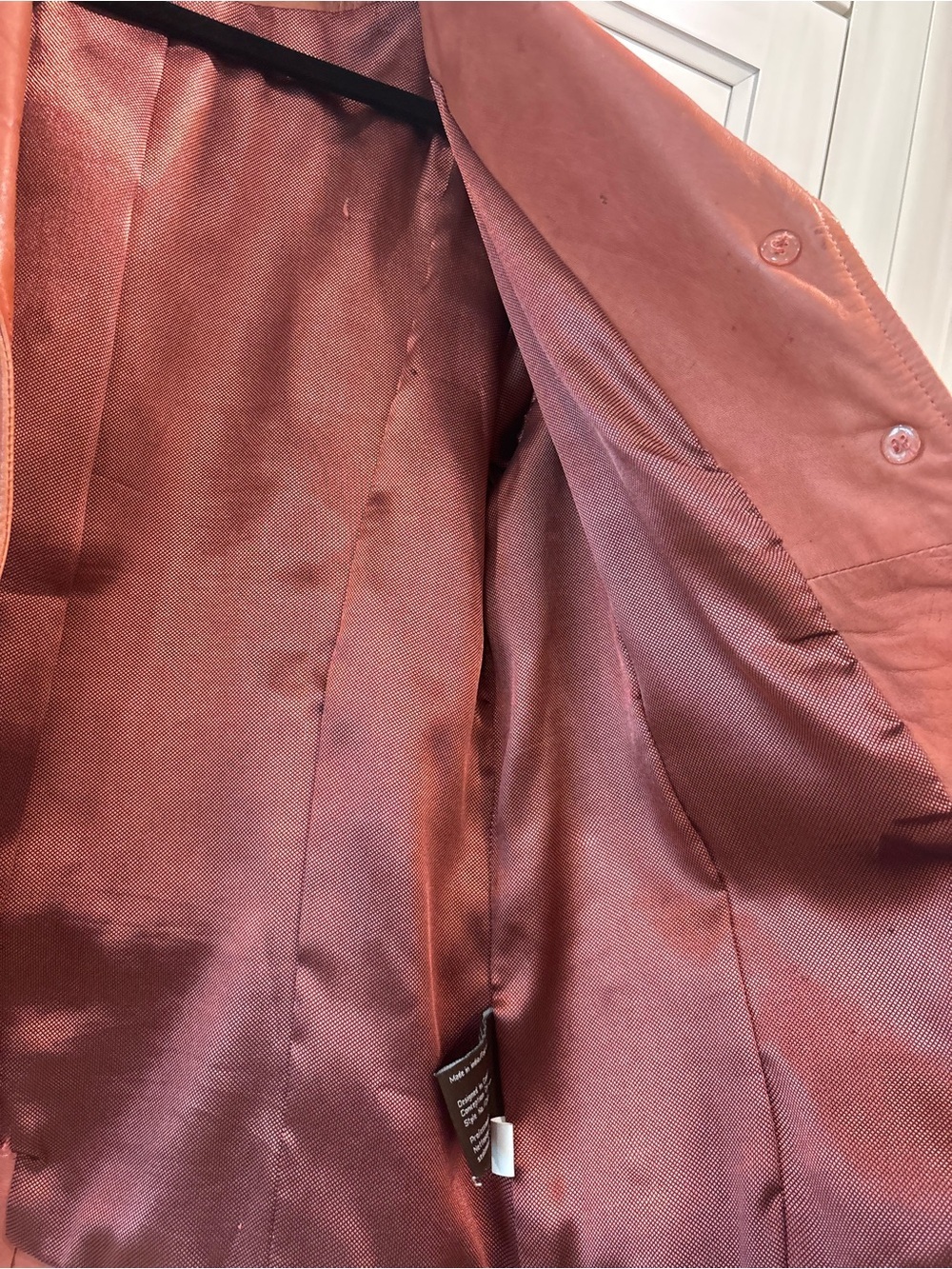 Danier genuine leather blazer jacket coral/dusty rose large button front - Picture 12 of 14